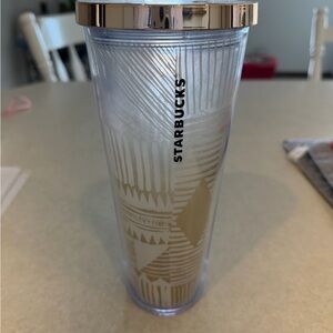 Starbucks Gold and Clear Geometric Tumbler